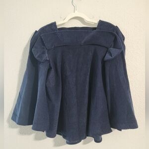 Tish Cox Women’s Corduroy Ruffle Bell sleeves navy top size XS